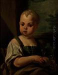 Portrait Of A Child Holding Fruit by Antonio Amorosi