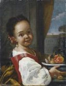 Bambina Con Piatto Di Frutta Bambina Con Piatto Di Frutta