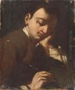 A Boy Writing; And A Girl Sewing by Antonio Amorosi