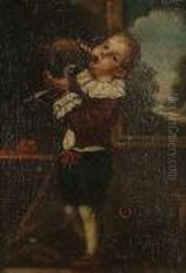 A Young Boy Drinking From A Flask by Antonio Amorosi