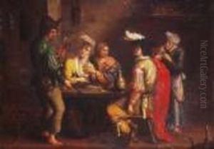 Interno Di Locanda Con Bevitori E Giocatori Di Carte.