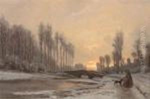 le Pont A Gretz Sur Loing, En Hiver