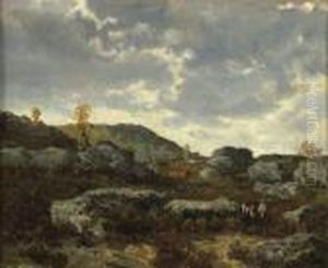 Vaches Dans Un Paysage De Montagne by Auguste-Paul-Charles Anastasi