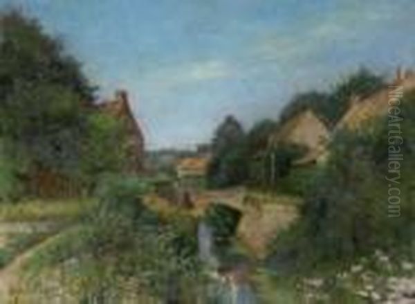 Franzosische Landschaft Mit Fluss Und Brucke. - view 1