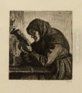 Laesende Gammel Kone by Anna Ancher