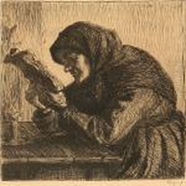 An Old Reading Woman - view 1