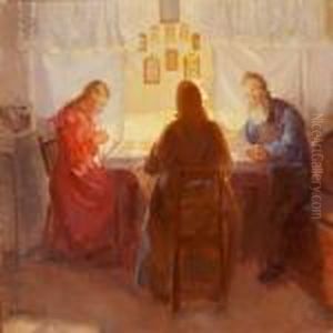 Interior With Three Persons by Anna Ancher