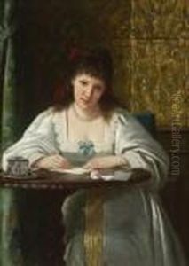 Junge Briefschreiberin Im
 Boudoir. by Ernst Anders