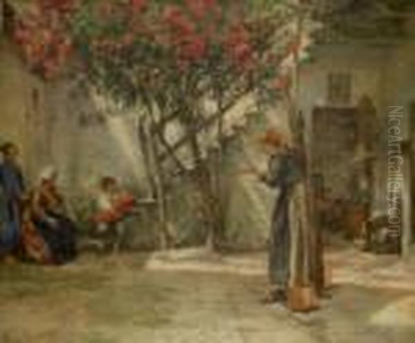 Anderson : Figures In A Mediterranean Courtyard - view 1