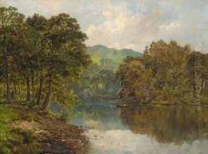 Crossing the tranquil river by Alfred de Breanski