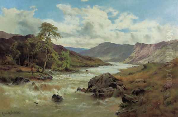 Fishing at Capel Curig, North Wales - view 1