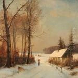 Sunny Winter Day At The Forest Edge by Anders Anderson-Lundby