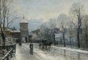 Winterliche Strasenszenein Giesing
