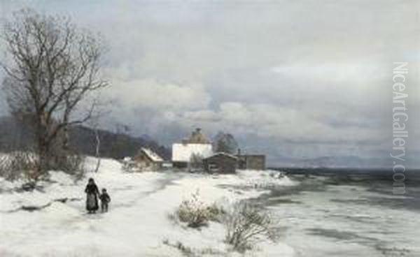 Seascape In Winter With Two Figures - view 1