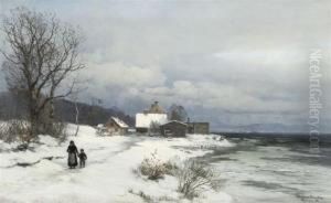 Seascape In Winter With Two Figures Seascape In Winter With Two Figures