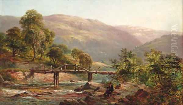 An angler by a Highland river - view 1