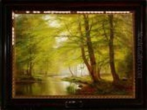 A Spring Beech Forest Scenery by Anders Anderson-Lundby