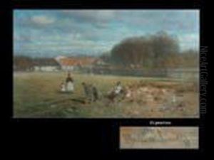 Spielende Kinder Vor Der Siedlung by Anders Anderson-Lundby