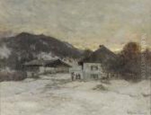 Winterliche Landschaft Mit Bauernhaus. - view 1