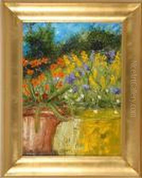 Flowers In A Copper Basin - view 1