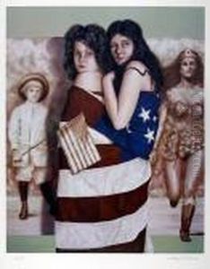 Ladies In Flag by Robert Anderson