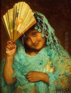 Portrait Of A Young Girl. Signed S. Anderson by Sophie Gengembre Anderson