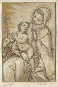 La Sainte Vierge Avec L'enfant Jesus Grave D'apres by Andrea Andreani