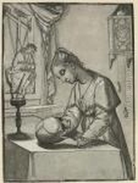 Woman Contemplating A Skull (b. 14) - view 1