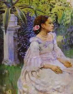 Self Portrait With Sister Detail 1898 by Viktor Elpidiforovich Borisov-Musatov