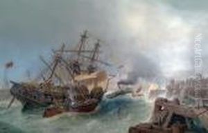 A Ship Entering Calais In Rough Sea