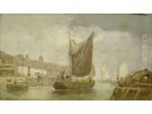 Harbour Scene With Fishing Boats Returning by Henry Andrews