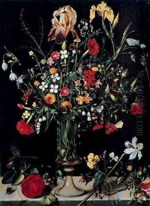 A still life of flowers in a vase