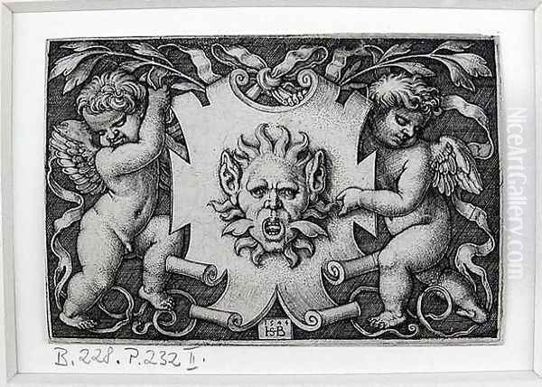 A Mask Held by Two Genii 1544 - view 1