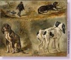 Etudes De Chiens De Chasse by Pierre Andrieu