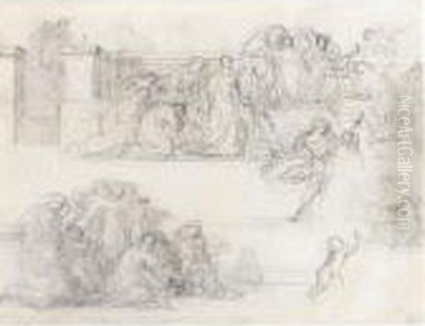 Compositional Study With Figures On A Terrace Verso - view 1