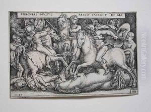 Hercules fighting the Trojans 1545 by Hans Sebald Beham