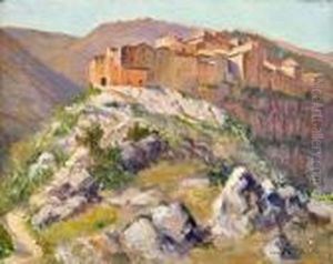 Mountainvillage In The South Of France by Alfred Louis Andrieux