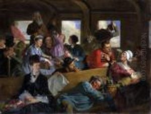 Dans Le Wagon De Deuxieme Classe by Auguste Clement Andrieux