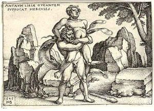 Hercules killing Anthaeus by Hans Sebald Beham