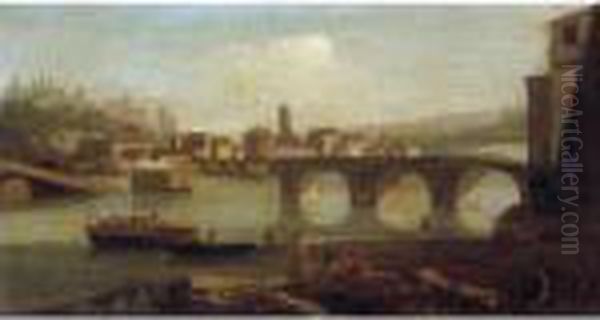 Rome, A View Along The Tiber With The Ponte Rotto - view 1
