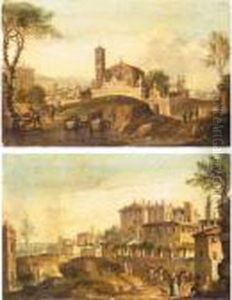 A Pair Of Views Of Rome by Paolo Anesi