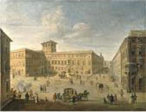 View Of The Palazzo And Palazzeto Venezia, Rome, Looking West by Paolo Anesi