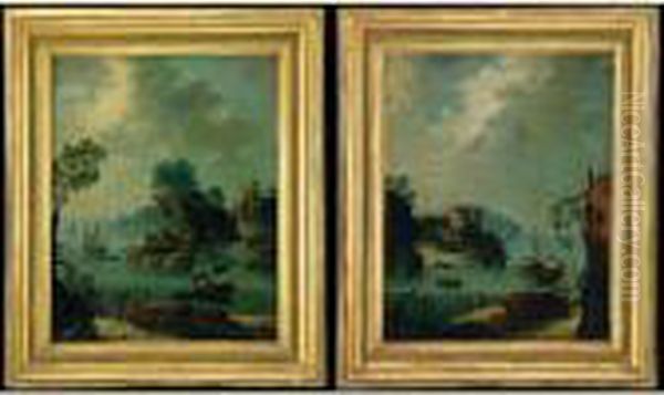 Paesaggi Fluviali Con Barche E Pescatori - view 1