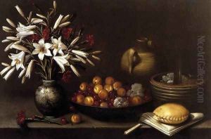 Still-Life with Flowers and Fruit 1643 by Francisco Barrera