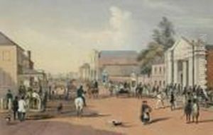 Hindley Street From The Corner Of King William Street Adelaide by George French Angas