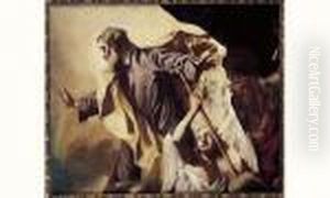 Saint Joseph Accompagne De Deux Anges by Giuseppe Angeli