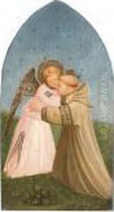 A Franciscan Monk Embracing An Angel by Fra Angelico (Guido di Pietro)