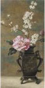 Still Life Of Pink Roses by Helen Cordelia Coleman Angell