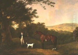 Portrait of a Boy, a Terrier and a Chestnut Pony