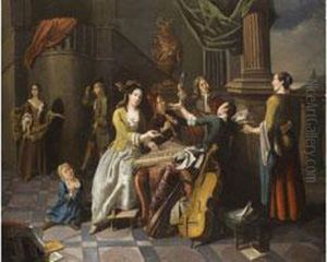 Musikszene In Einer Palastarchitektur by Pieter Angillis